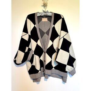 Free People/We The Free Diamond Print Manny Oversized Cardigan sz. S (but BIG)